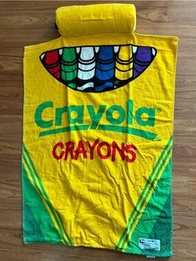 Vintage 1998 Rollee Pollee Crayola Crayon Box Beach Towel With Pillow